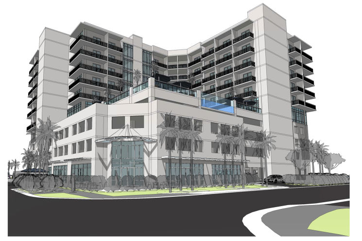 The 10-story, 155-room Clearwater Beach Guesthouse approved for 521 S Gulfview Blvd. will have a West Indies look. Decade Properties